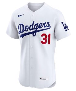 Alternative view of Tyler Glasnow Los Angeles Dodgers Nike Home Elite Jersey - White