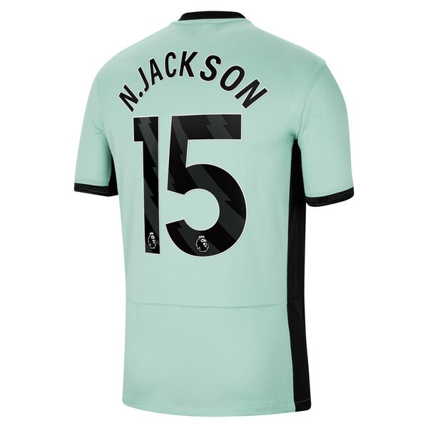 Nicolas Jackson Chelsea Nike 2023/24 Third Stadium Replica Player Jersey - Mint/Blue/Navy - Image 4