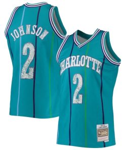 Larry Johnson Charlotte Hornets 1996/97 Hardwood Classics NBA 75th Anniversary Diamond Swingman Jersey - Teal