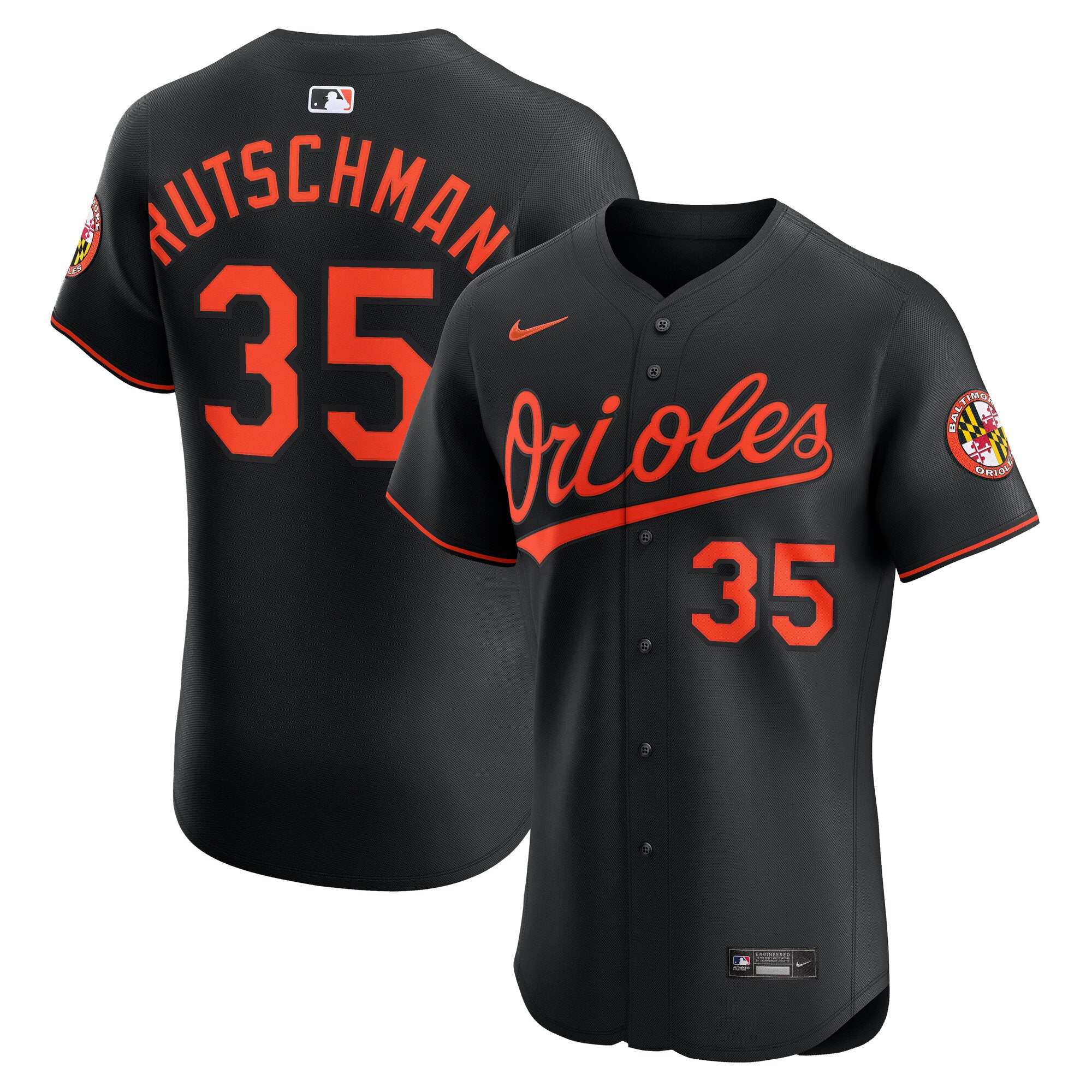 Adley Rutschman Baltimore Orioles Nike Alternate 2 Elite Jersey - Orange/White/Black - Image 8