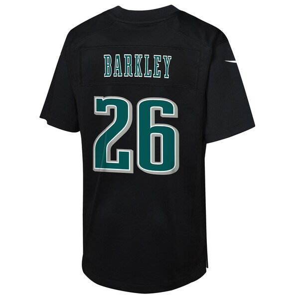 Saquon Barkley Philadelphia Eagles Nike Youth Super Bowl LIX Patch Fashion Game Player Jersey - Carbon Black - Image 3