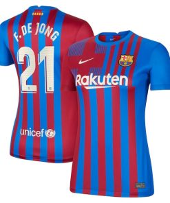 Frenkie de Jong Barcelona Nike Women's 2021/22 Home Replica Player Jersey - Blue