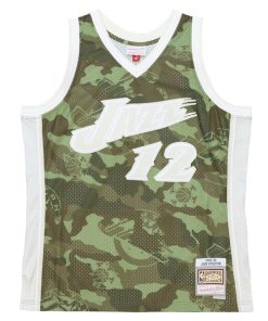 Alternative view of John Stockton Utah Jazz Hardwood Classics 1998/99 Ghost Green Swingman Jersey - Camo