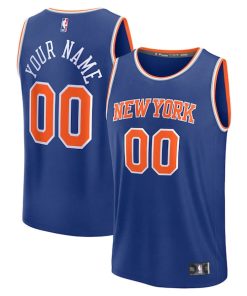 Alternative view of New York Knicks  Youth Custom Fast Break Jersey - Blue - Icon Edition