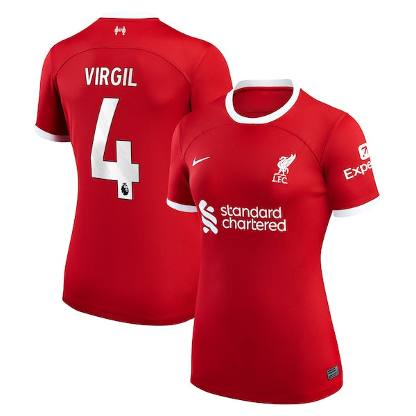 Virgil Van Dijk Liverpool Nike Women's 2023/24 Home Replica Player Jersey - Red/White - Image 2