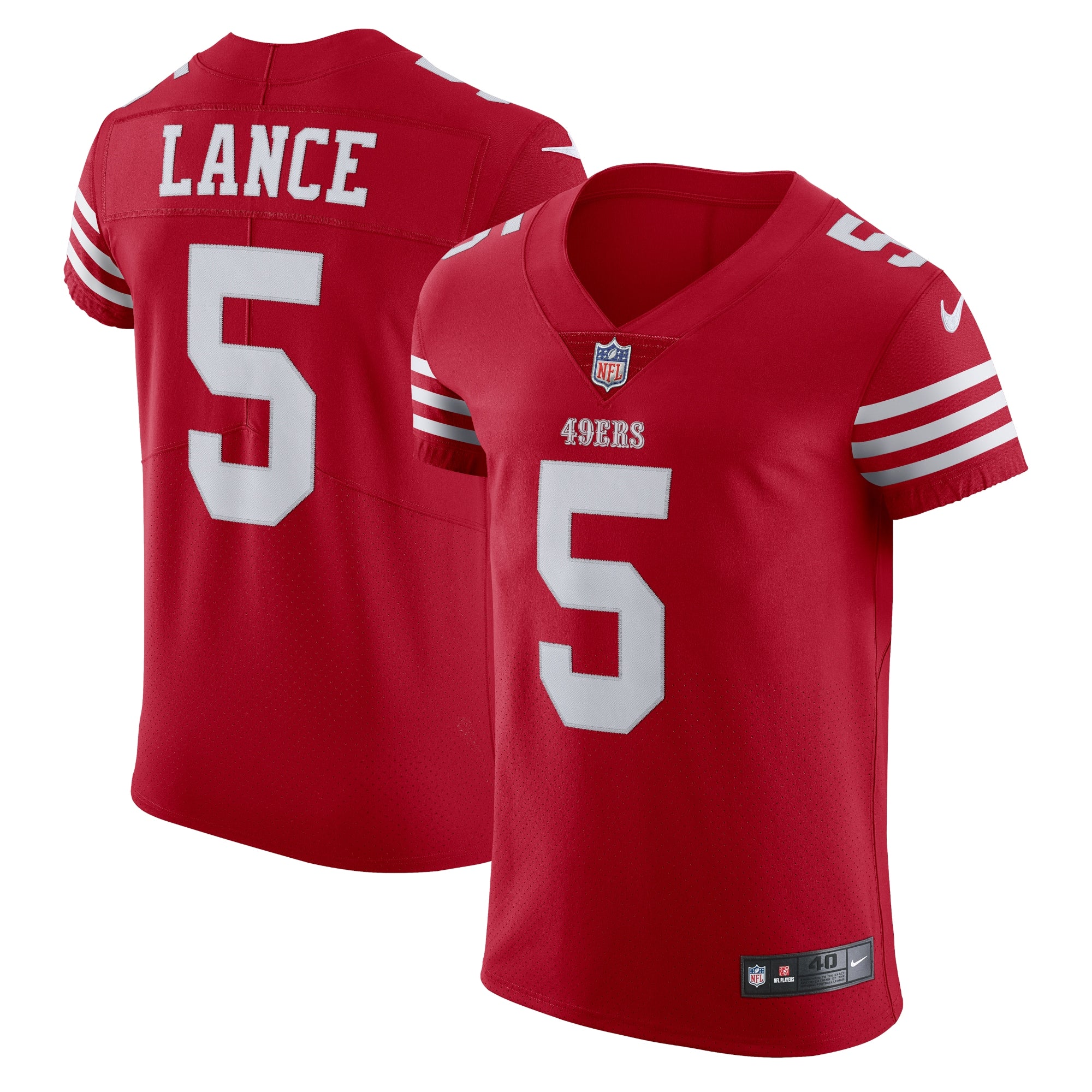 Trey Lance San Francisco 49ers Nike Vapor Elite Jersey - White/Scarlet - Image 6