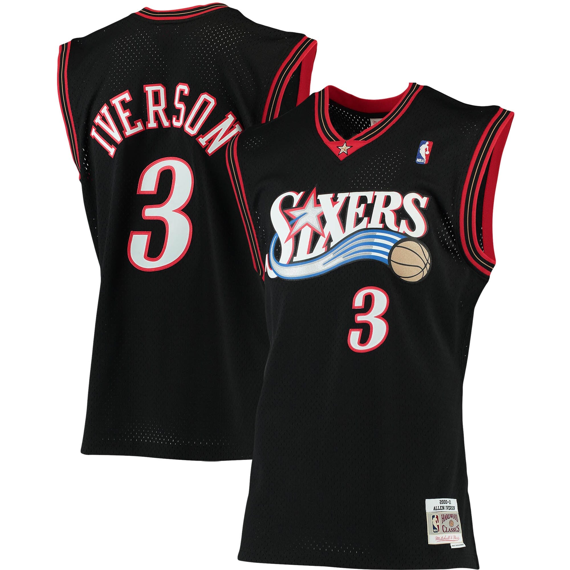 Allen Iverson Philadelphia 76ers 1996/97 Big & Tall Hardwood Classics Swingman Jersey - Royal/Black/Red/White - Image 5