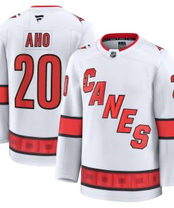 Alternative view of Sebastian Aho Carolina Hurricanes  Home Premium Jersey - Black/White/Red