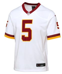Alternative view of Jayden Daniels Washington Commanders Nike Youth Game Super Bowl Era Jersey - White