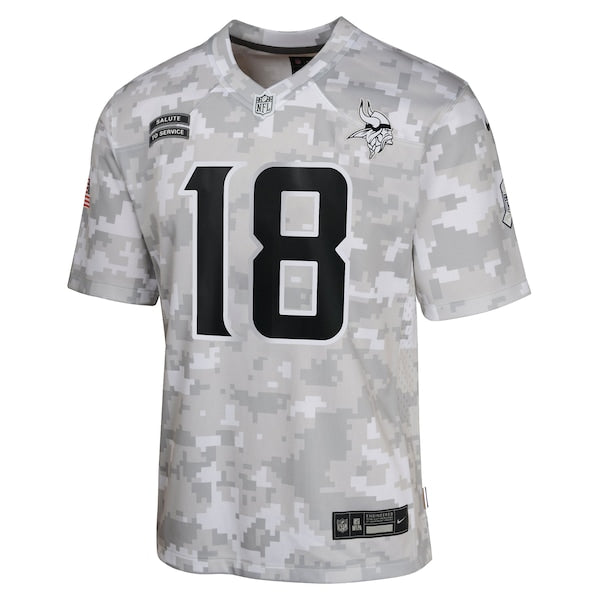 Justin Jefferson Minnesota Vikings Nike Youth 2024 Salute to Service Game Jersey - Arctic Camo - Image 3