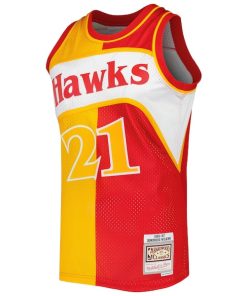 Alternative view of Dominique Wilkins Atlanta Hawks Hardwood Classics 1986/87 Split Swingman Jersey - Yellow/Red