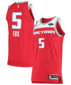 De'Aaron Fox Sacramento Kings Nike Authentic Badge Jersey - City Edition - Red