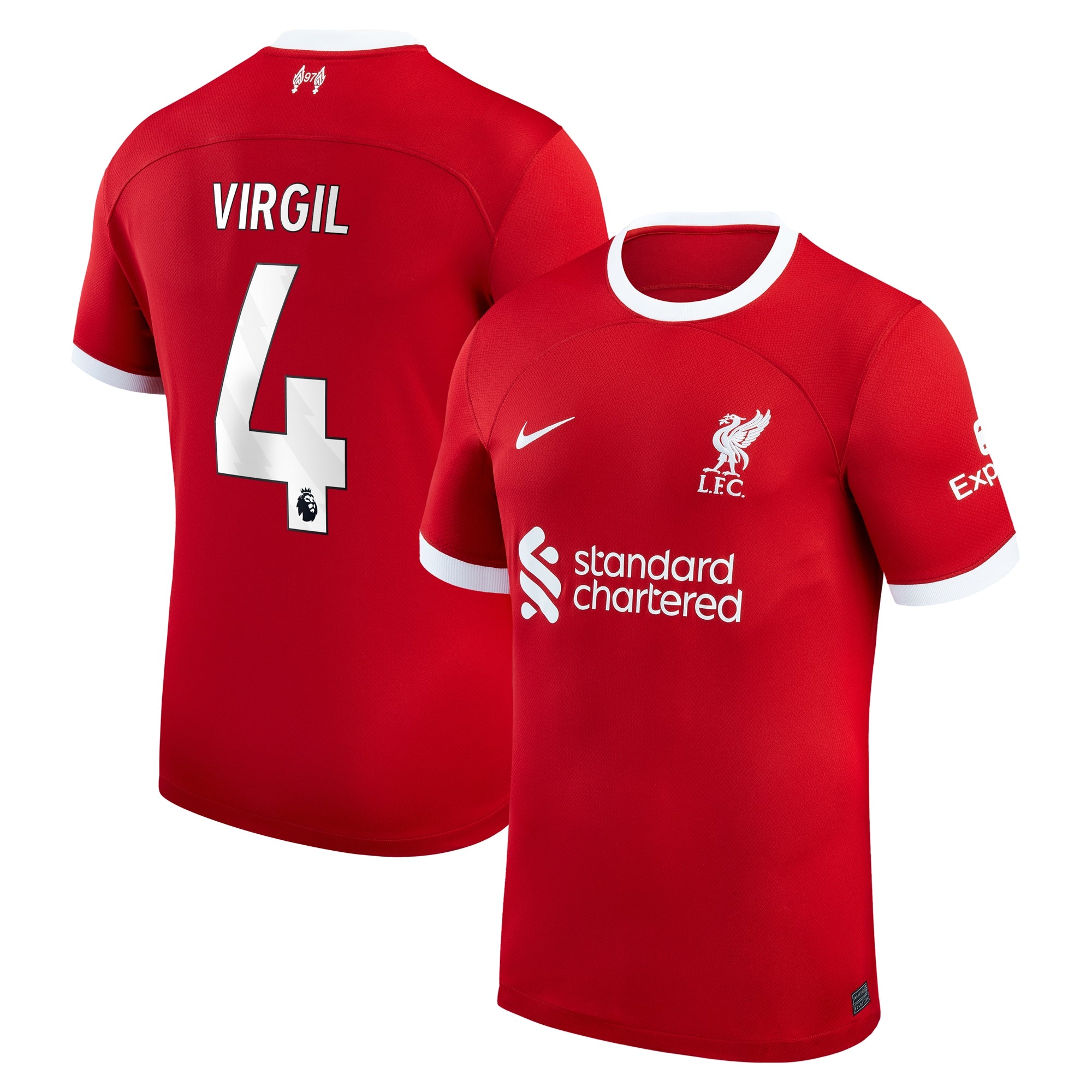 Virgil van Dijk Liverpool Nike 2023/24 Away Replica Player Jersey - White/Red - Image 6