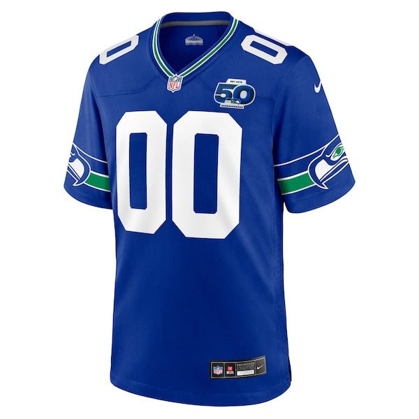 Seattle Seahawks Nike 50th Season Throwback Custom Game Jersey - Royal/College Navy - Image 3
