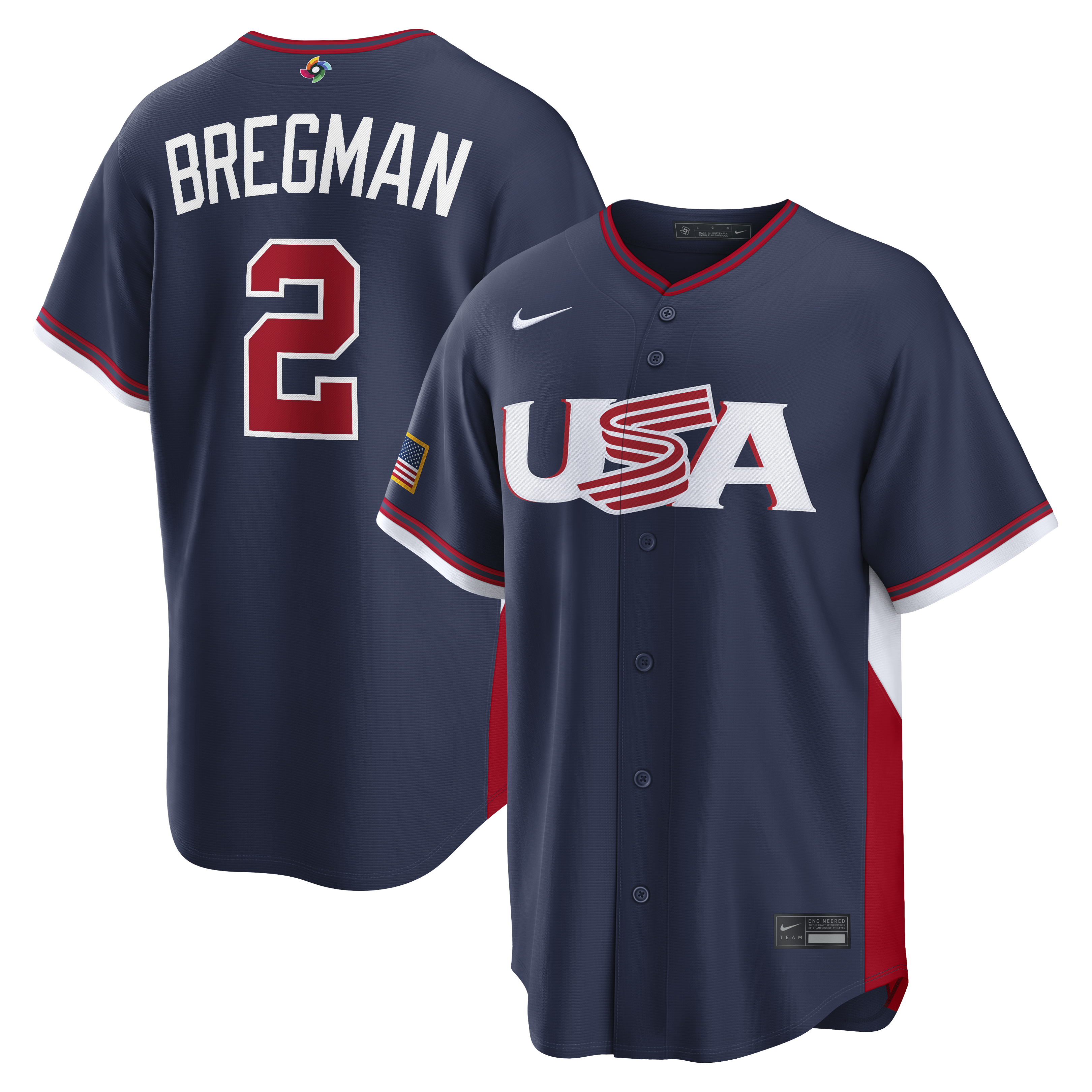 Alex Bregman USA Baseball Nike 2026 World Baseball Classic Home Stadium Jersey - White/Navy - Image 6