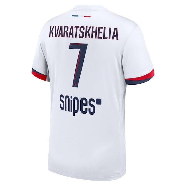 Khvicha Kvaratskhelia Paris Saint-Germain Nike 2024/25 Away Replica Player Jersey - White - Image 3