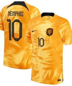 Memphis Depay Netherlands National Team Nike 2022/23 Home Breathe Stadium Replica Player Jersey - Orange