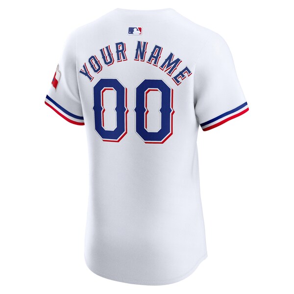 Texas Rangers Nike Home Elite Custom Jersey - White - Image 3
