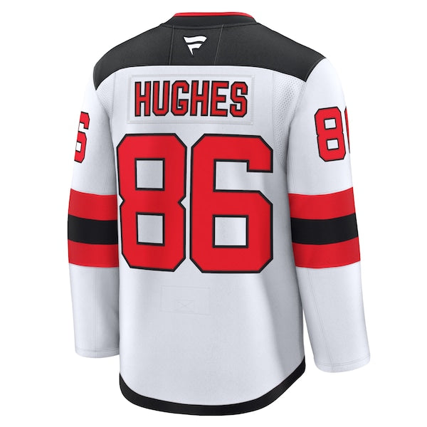 Jack Hughes New Jersey Devils Away Premium Jersey - White/Black/Red - Image 4
