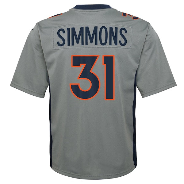 Justin Simmons Denver Broncos Nike Youth Inverted Game Jersey - Gray - Image 3
