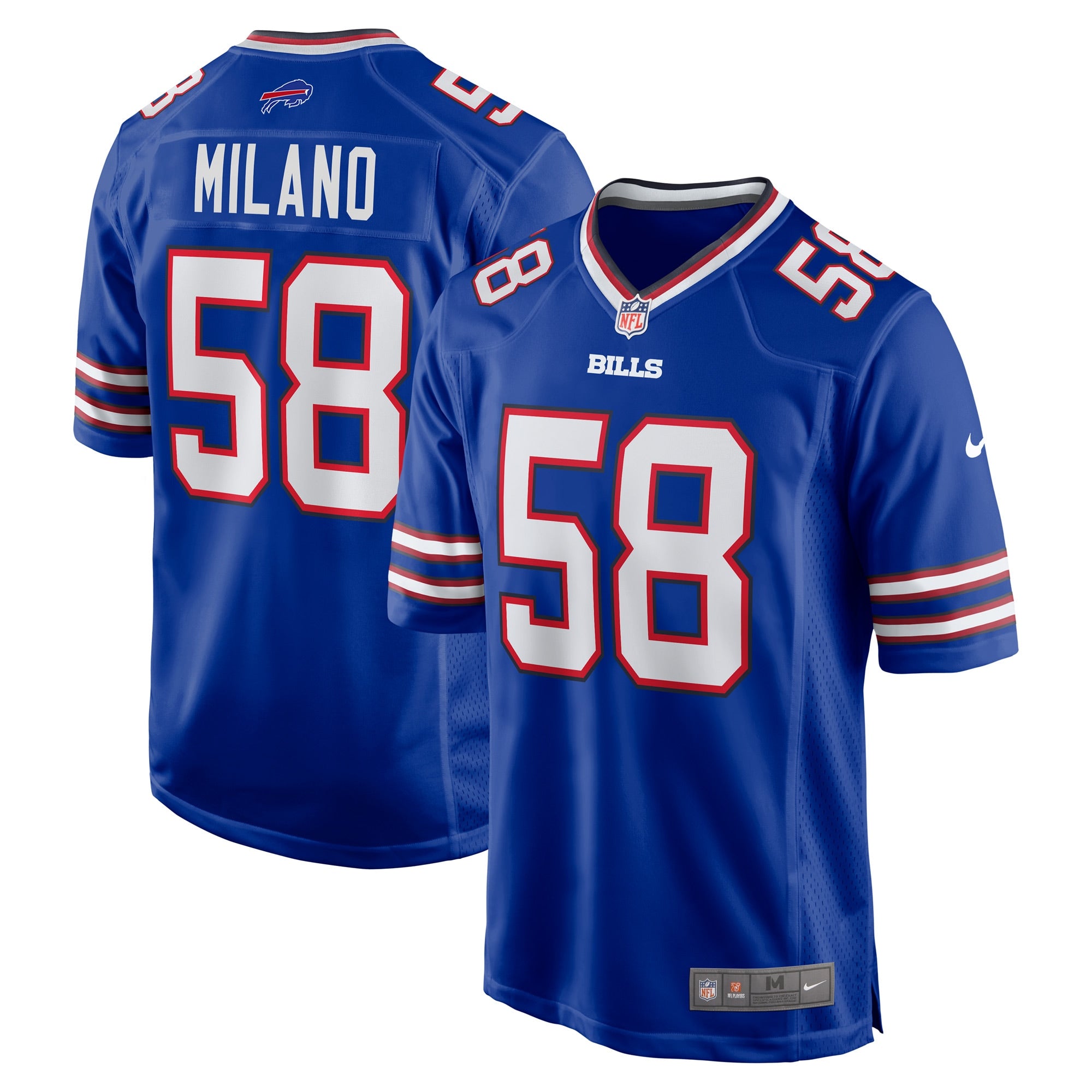 Matt Milano Buffalo Bills Nike Alternate Game Jersey - Red/Royal - Image 6