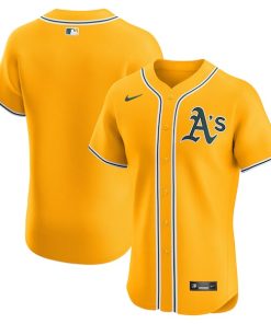Alternative view of Athletics Nike Alternate 2 Elite Jersey - Gold/Kelly Green/White