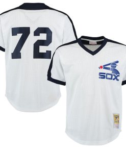 Carlton Fisk Chicago White Sox Cooperstown Mesh Batting Practice Jersey - White