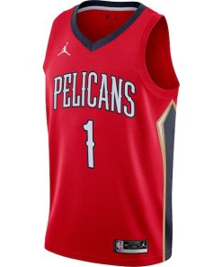 Alternative view of Zion Williamson New Orleans Pelicans Jordan Brand 2020/21 Swingman Jersey - Statement Edition - Red