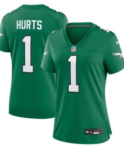 Alternative view of Jalen Hurts Philadelphia Eagles Women's Nike Game Jersey - White/Black/Green/Kelly Green