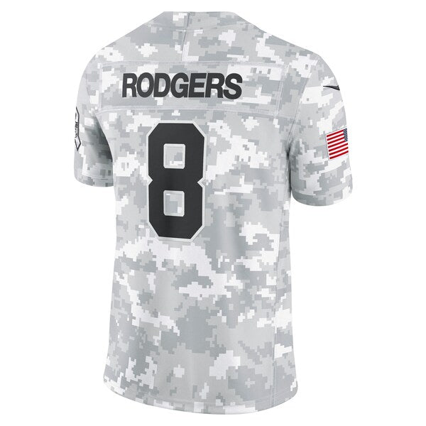 Aaron Rodgers New York Jets Nike 2024 Salute to Service Limited Jersey - Arctic Camo - Image 3