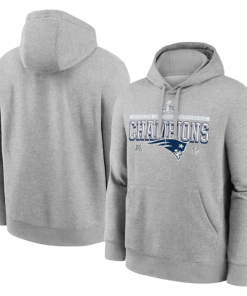 Men's New England Patriots Nike Heather Gray 2025 AFC Champions Locker Room Trophy Collection Hoodie