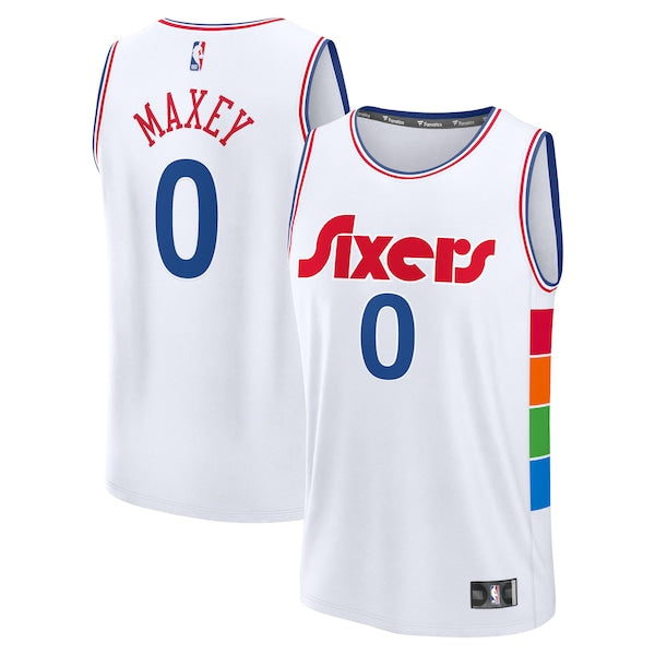 Tyrese Maxey Philadelphia 76ers Youth 2024/25 Fast Break Player Jersey - City Edition - White
