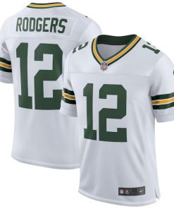Alternative view of Aaron Rodgers Green Bay Packers Nike Classic Elite Player Jersey - White/Green