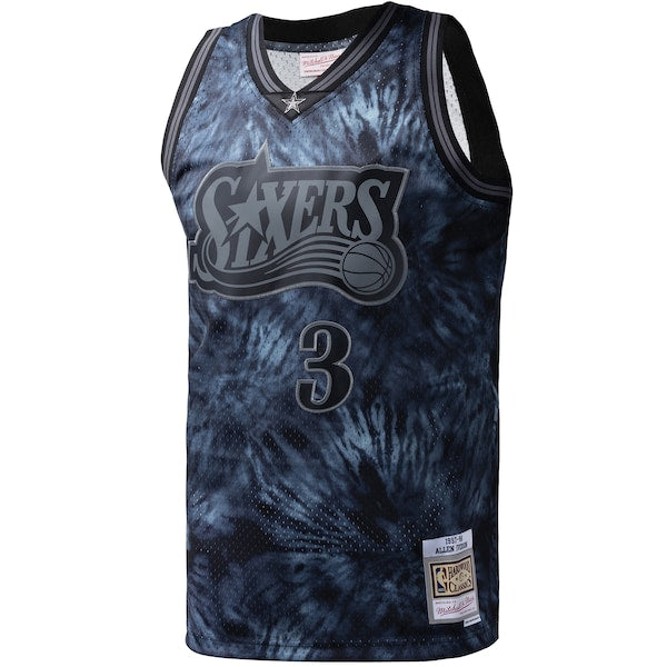 Allen Iverson Philadelphia 76ers Hardwood Classics 1997/98 Tie-Dye Swingman Jersey - Black - Image 2