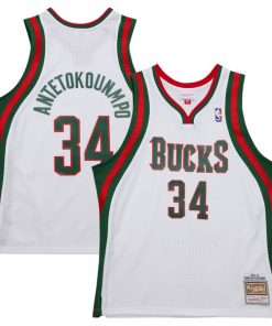 Alternative view of Giannis Antetokounmpo Milwaukee Bucks 2013/14 Hardwood Classics Swingman Jersey - White