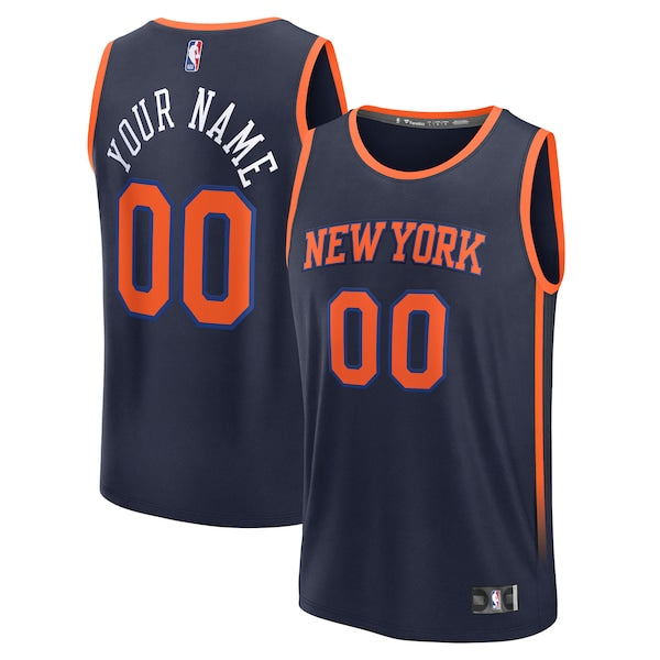 New York Knicks Custom Fast Break Jersey - Navy - Statement Edition