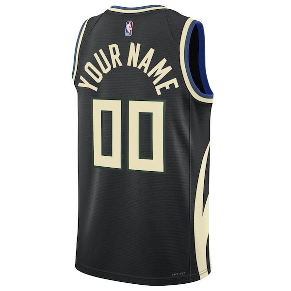 Milwaukee Bucks Jordan Brand Unisex 2022/23 Swingman Custom Jersey - Statement Edition - Black - Image 3