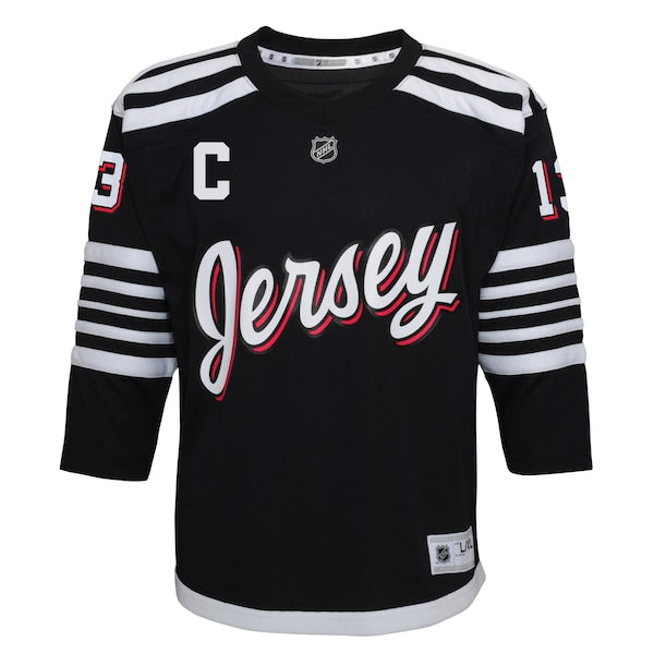 Nico Hischier New Jersey Devils Youth 2021/22 Alternate Replica Player Jersey - Black - Image 2