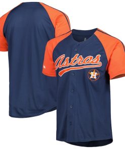 Houston Astros Stitches Button-Down Raglan Fashion Jersey - Navy