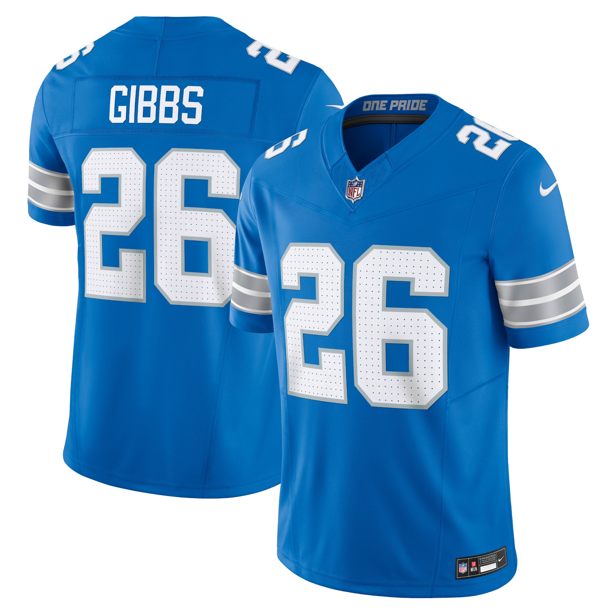 Jahmyr Gibbs Detroit Lions Nike Vapor F.U.S.E. Limited Jersey - White/Blue - Image 6