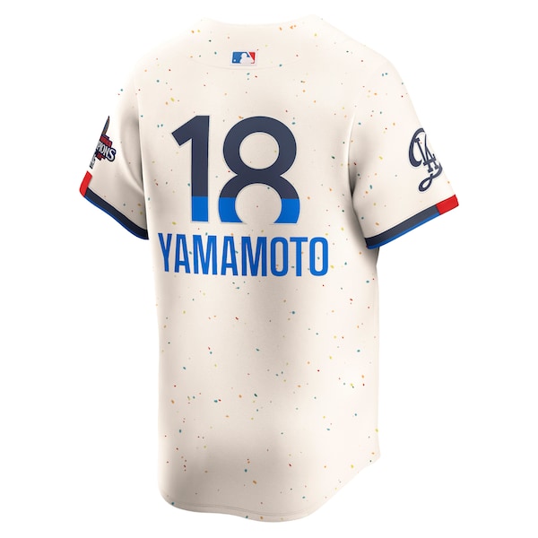 Yoshinobu Yamamoto Los Angeles Dodgers Nike 2024 World Series Champions City Connect Limited Player Jersey - Cream - Image 3