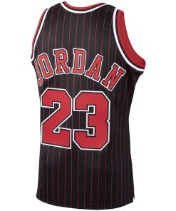 Alternative view of Michael Jordan Chicago Bulls 1995/96 Hardwood Classics Authentic Jersey - Black/Scarlet/White