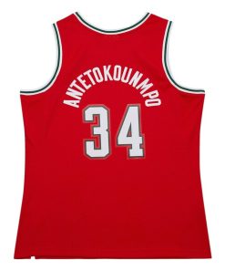 Alternative view of Giannis Antetokounmpo Milwaukee Bucks  2014/15 Hardwood Classics Swingman Jersey - Red