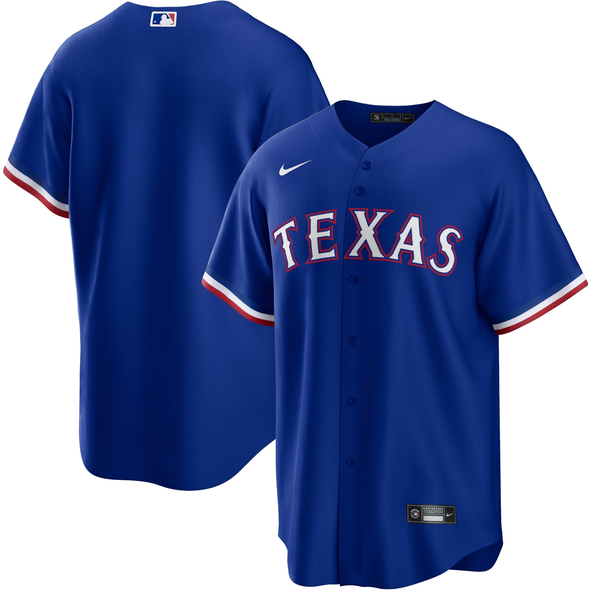 Texas Rangers Nike Road Replica Team Jersey - Gray/White/Royal - Image 8