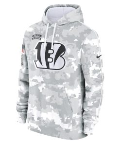 Alternative view of Cincinnati Bengals Nike 2024 Salute to Service Club Fleece Pullover Hoodie - Arctic Camo