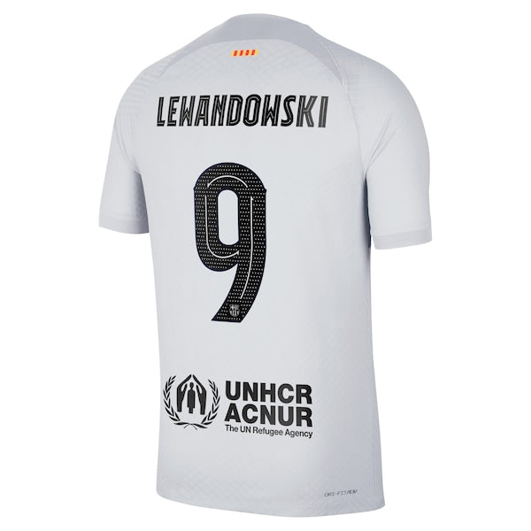 Robert Lewandowski Barcelona Nike 2022/23 Third Vapor Match Authentic Player Jersey - Gray - Image 3