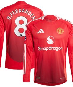 Bruno Fernandes Manchester United 2024/25 Home Authentic Long Sleeve Player Jersey - Red