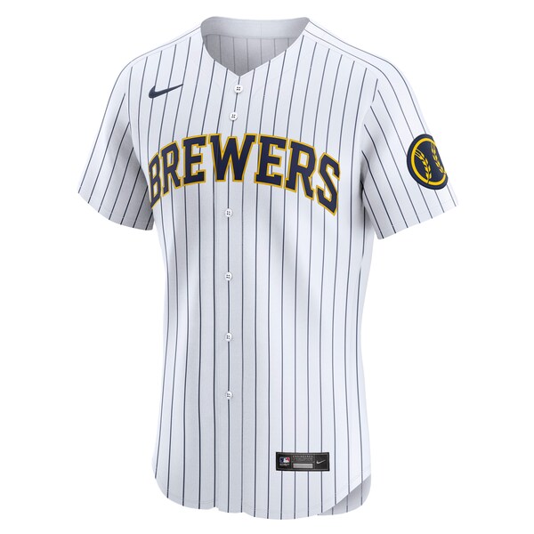 Milwaukee Brewers Nike Alternate Vapor Premier Elite Patch Jersey - White - Image 3