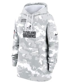 Alternative view of Cleveland Browns Nike Women's 2024 Salute To Service Club Fleece Pullover Hoodie - Arctic Camo