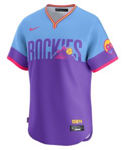 Alternative view of Colorado Rockies Nike 2025 City Connect Limited Jersey - Purple/Light Blue